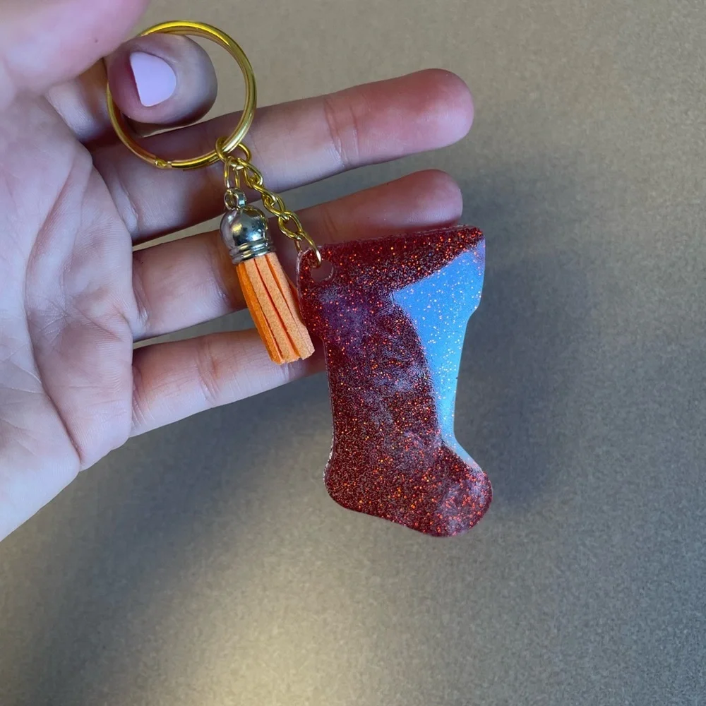 Handmade Christmas Keychain- Stocking - Picture 2 of 6